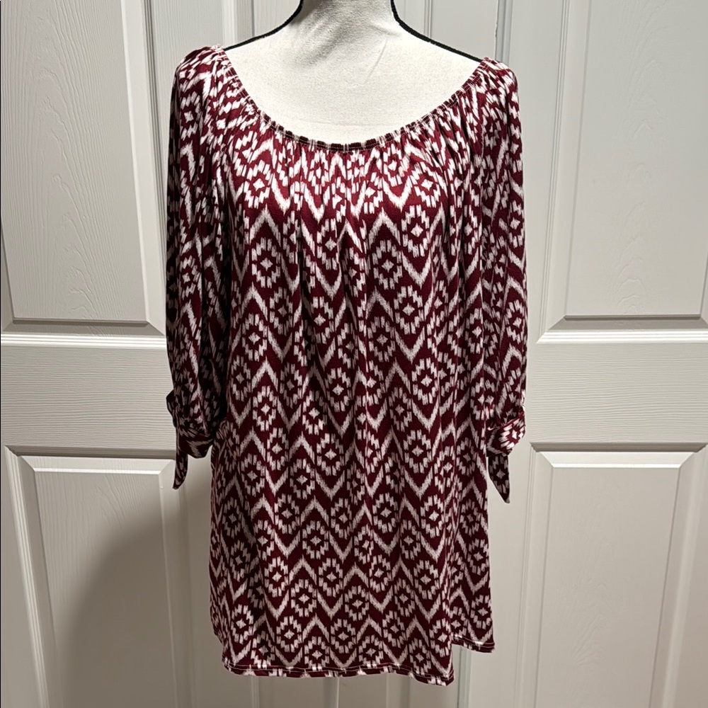 Arabella Maroon and White Patterned Tunic